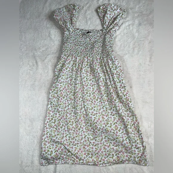 J. Crew Cottagecore 100%Cotton Short-sleeve smocked dress in meadow floral Sz XL - Picture 5 of 12